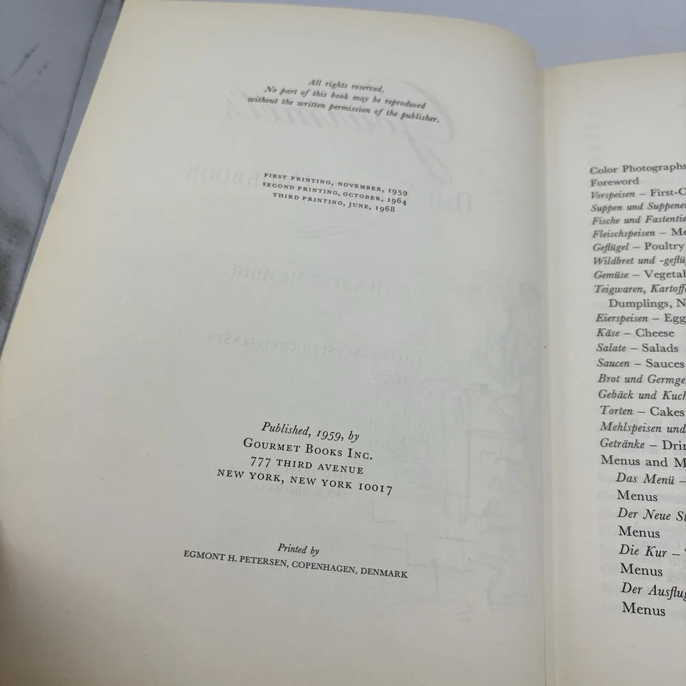 Gourmet's Old Vienna Cookbook HC Vintage Christensen 1st Ed 3rd‎ Print 1968